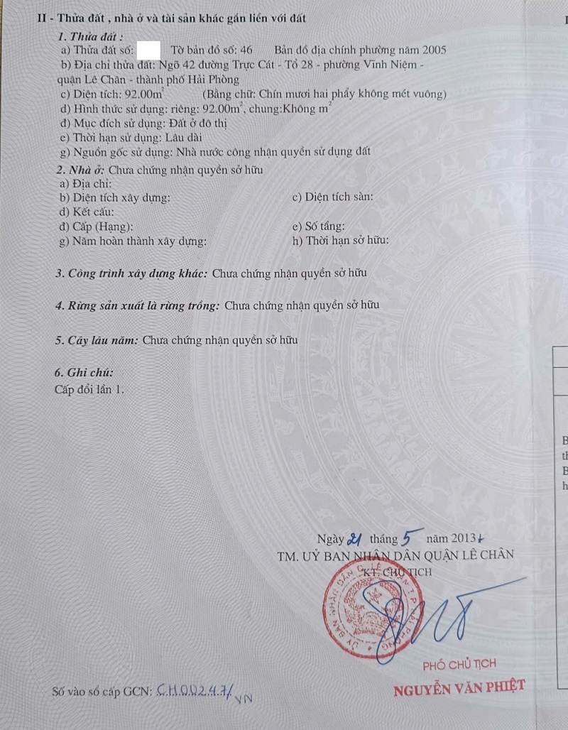 BÁN LÔ ĐẤT TRỰC CÁT – VĨNH NIỆM – LÊ CHÂN – GẦN AEON MALL – GIÁ ĐẦU TƯ